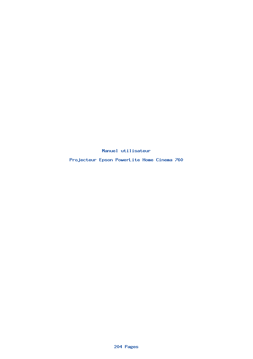 Page 1 de la notice Manuel utilisateur Epson PowerLite Home Cinema 760