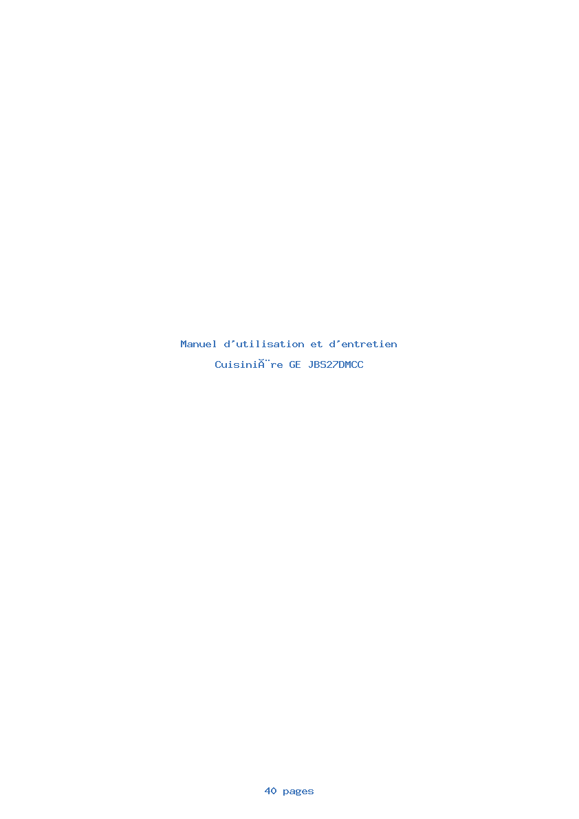 Page 1 de la notice Manuel d'utilisation et d'entretien GE JBS27DMCC