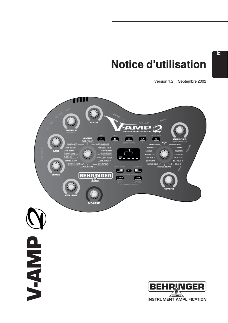 Página 1 del manual Manual de usuario Behringer V-AMP 2