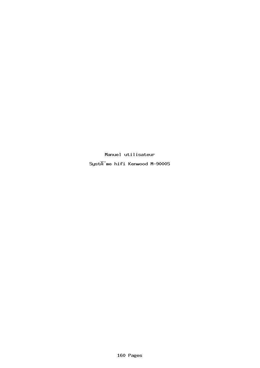 Page 1 de la notice Manuel utilisateur Kenwood M-9000S