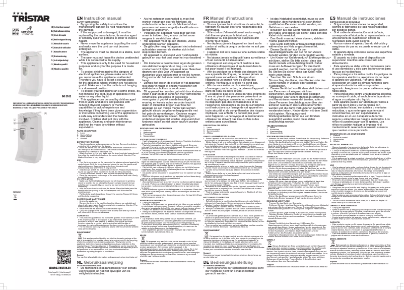 Page 1 de la notice Manuel utilisateur TriStar BO-2102