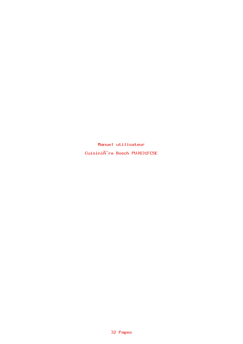 Page 1 de la notice Manuel utilisateur Bosch PUJ631FC5E