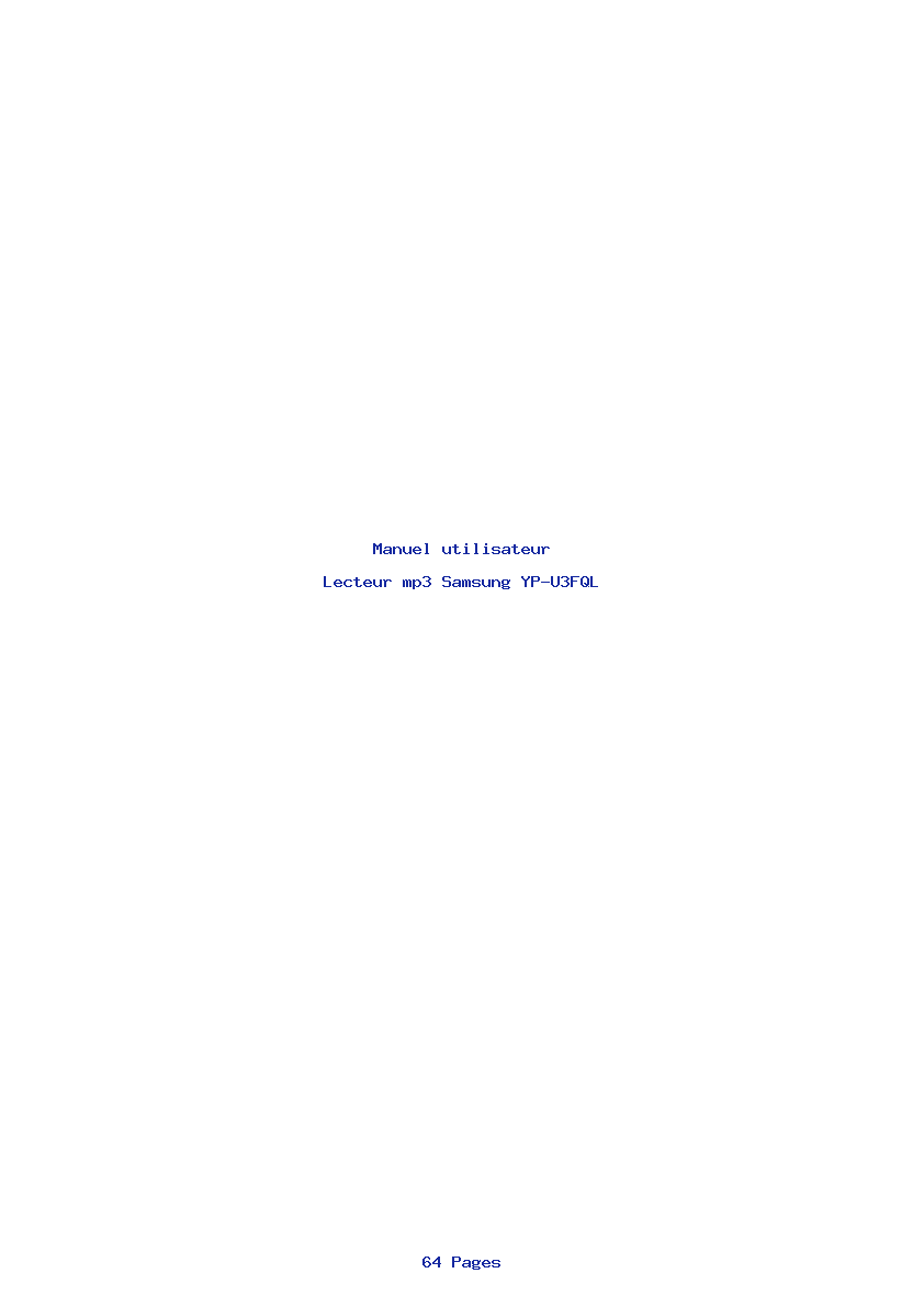 Page 1 de la notice Manuel utilisateur Samsung YP-U3FQL