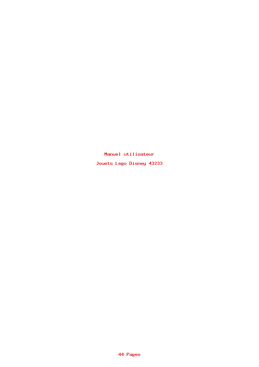 Page 1 de la notice Manuel utilisateur Lego Disney 43233