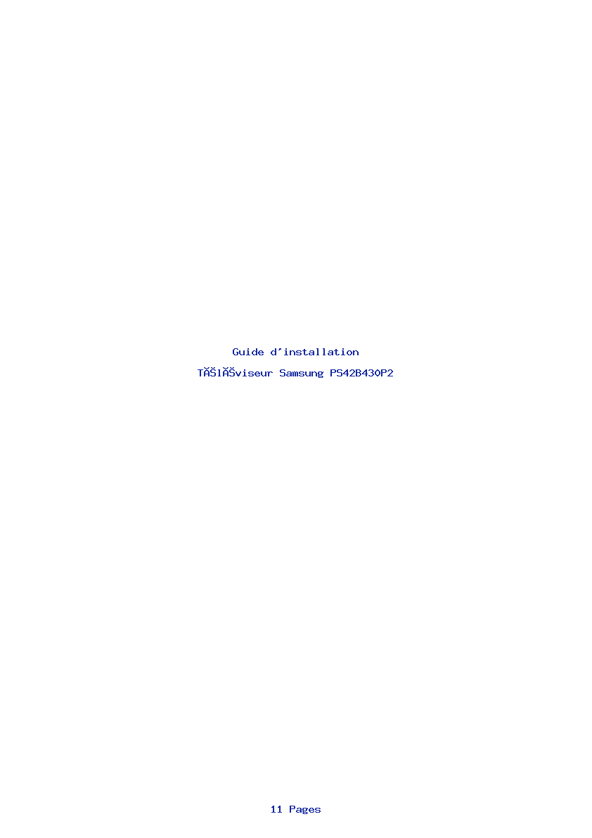 Page 1 de la notice Guide d'installation Samsung PS42B430P2
