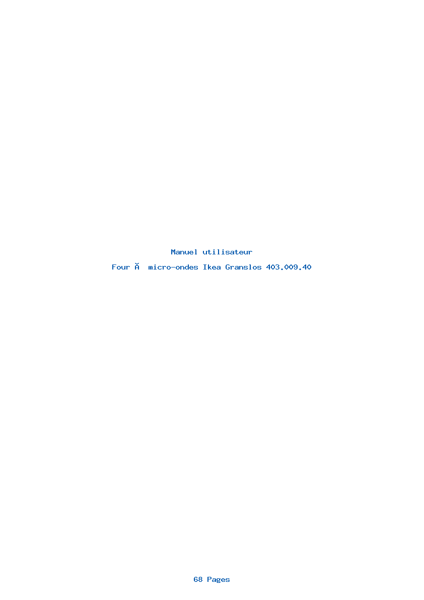 Page 1 de la notice Manuel utilisateur Ikea Granslos 403.009.40