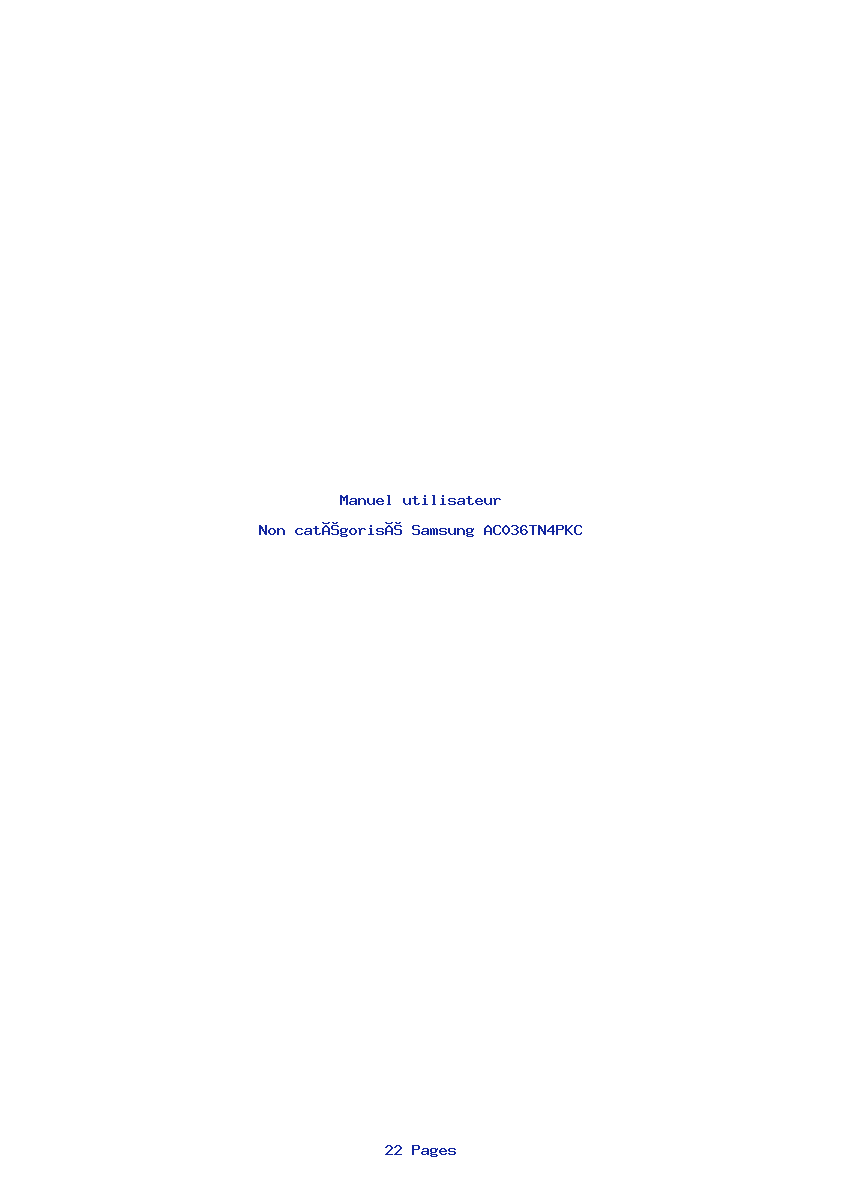 Page 1 de la notice Manuel utilisateur Samsung AC036TN4PKC