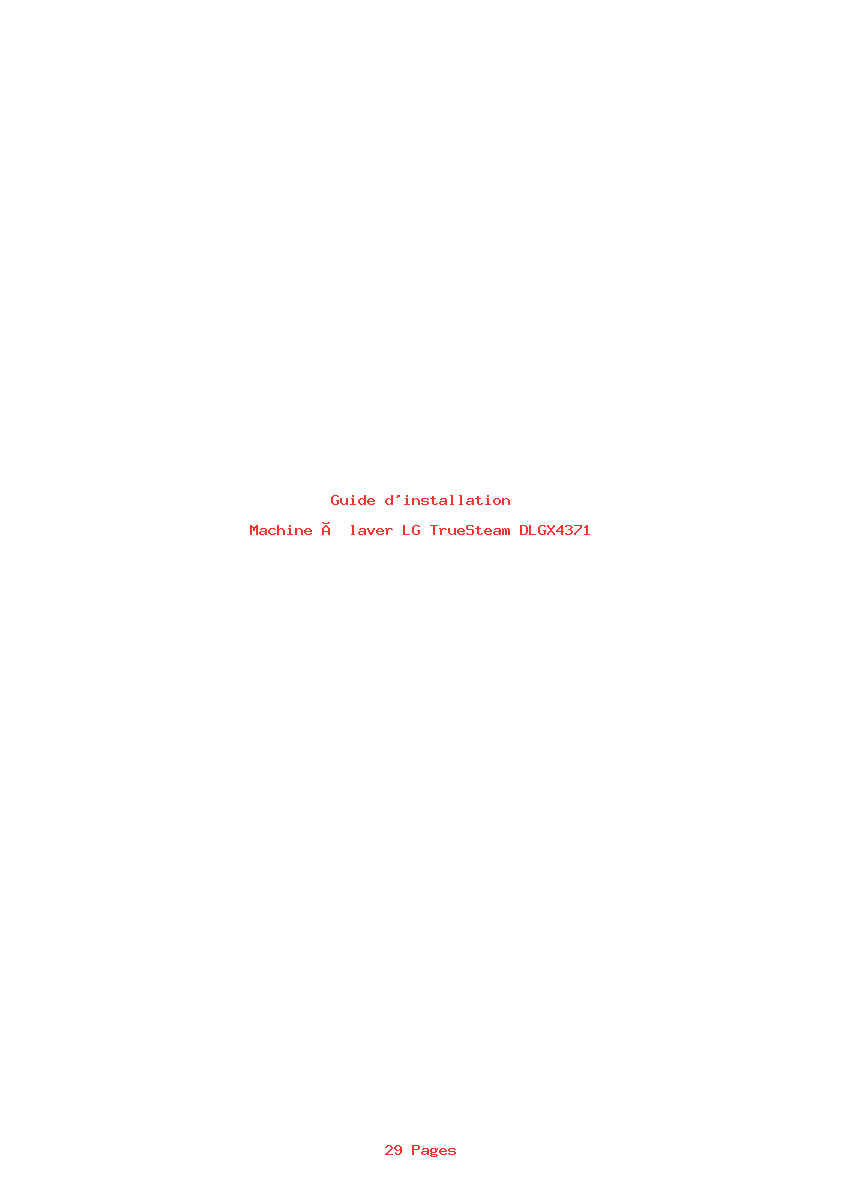 Page 1 de la notice Guide d'installation LG TrueSteam DLGX4371