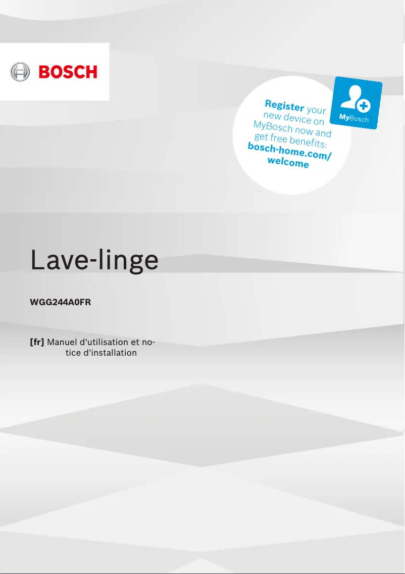 Page 1 de la notice Manuel utilisateur Bosch WGG244A0FR