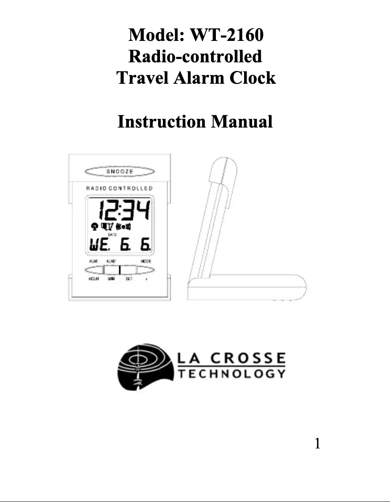 Page 1 of the manual User Manual La Crosse Technology WT-2160U