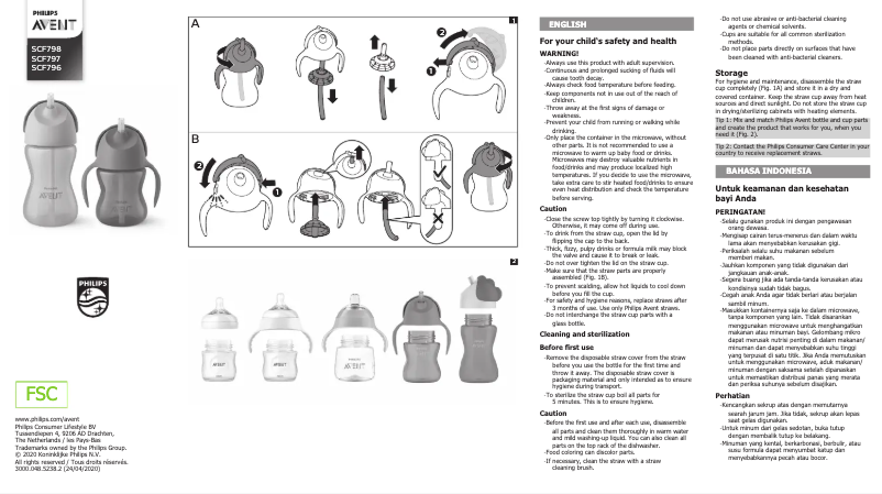 Page n°1 - Manuel utilisateur Philips AVENT SCF796