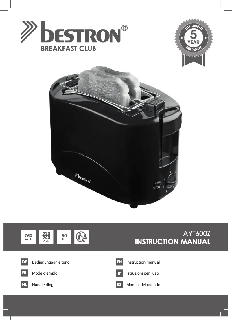 Page 1 de la notice Mode d'emploi Bestron AYT600Z