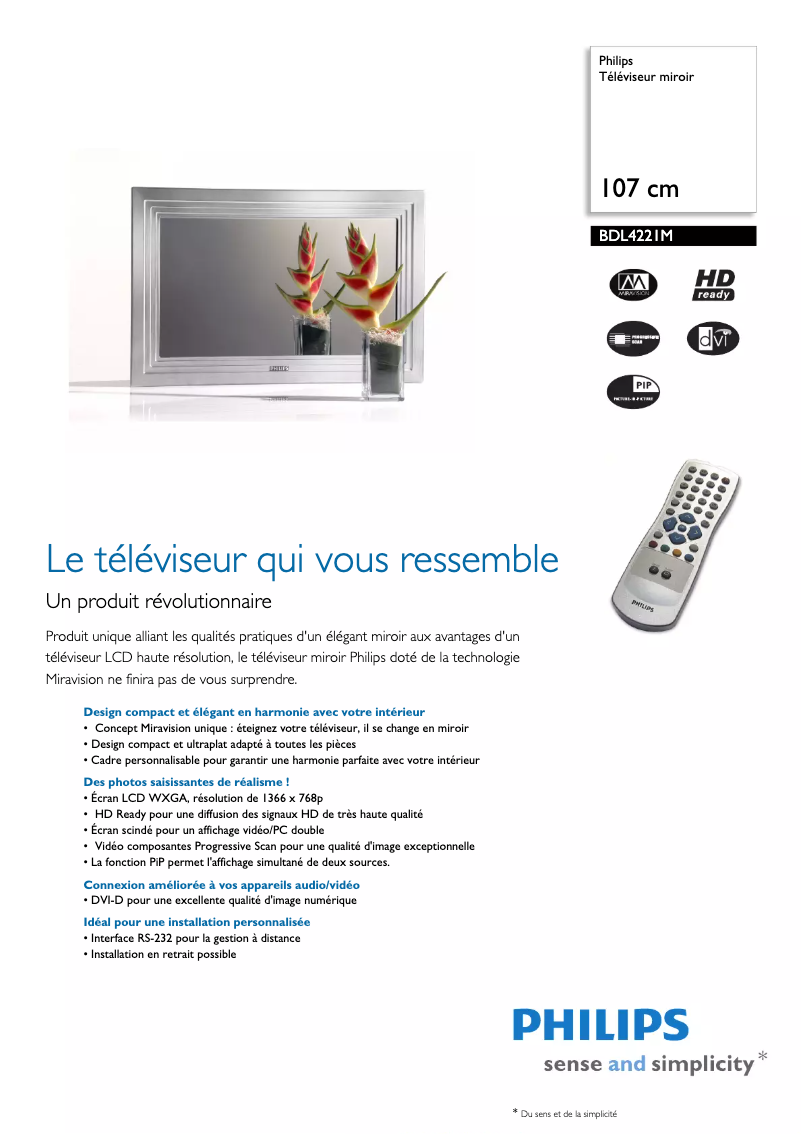 Page n°1 - Fiche technique Philips BDL4221M