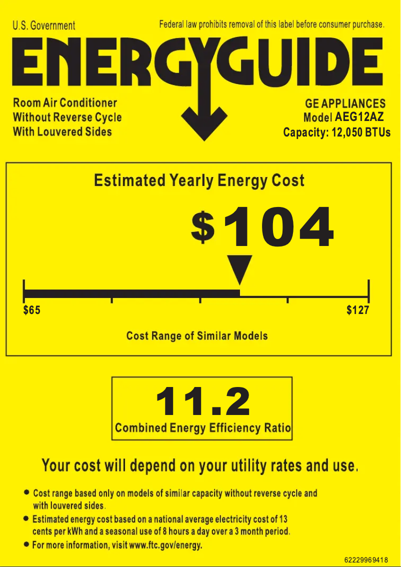 Página 1 del manual Etiqueta energética GE AEG12AZE