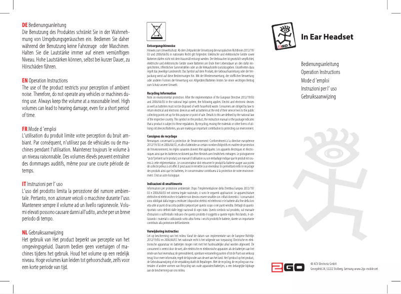 Page 1 de la notice Manuel utilisateur 2GO Active 1