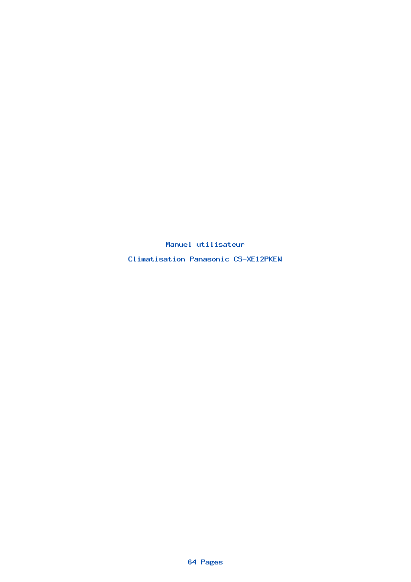 Page 1 de la notice Manuel utilisateur Panasonic CS-XE12PKEW