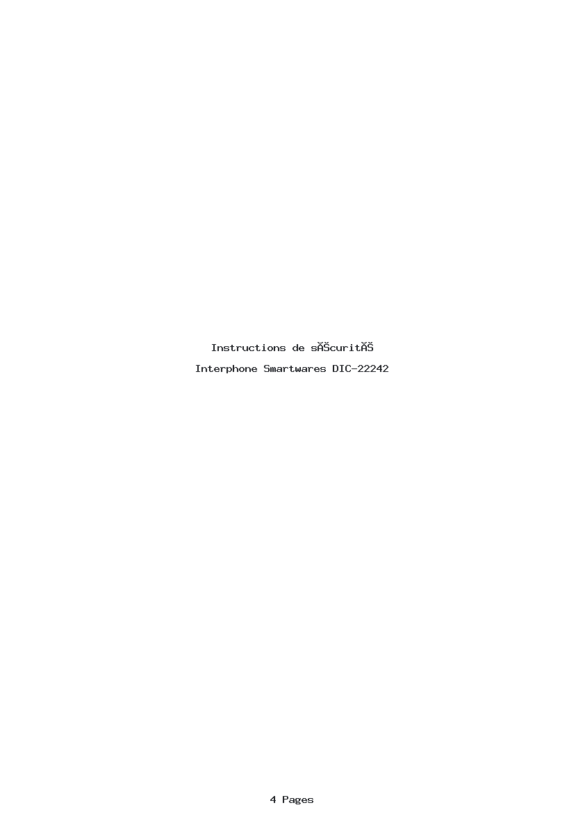 Page 1 de la notice Instructions de sécurité Smartwares DIC-22242