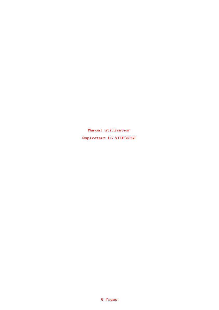 Page 1 de la notice Manuel utilisateur LG VTCP363ST