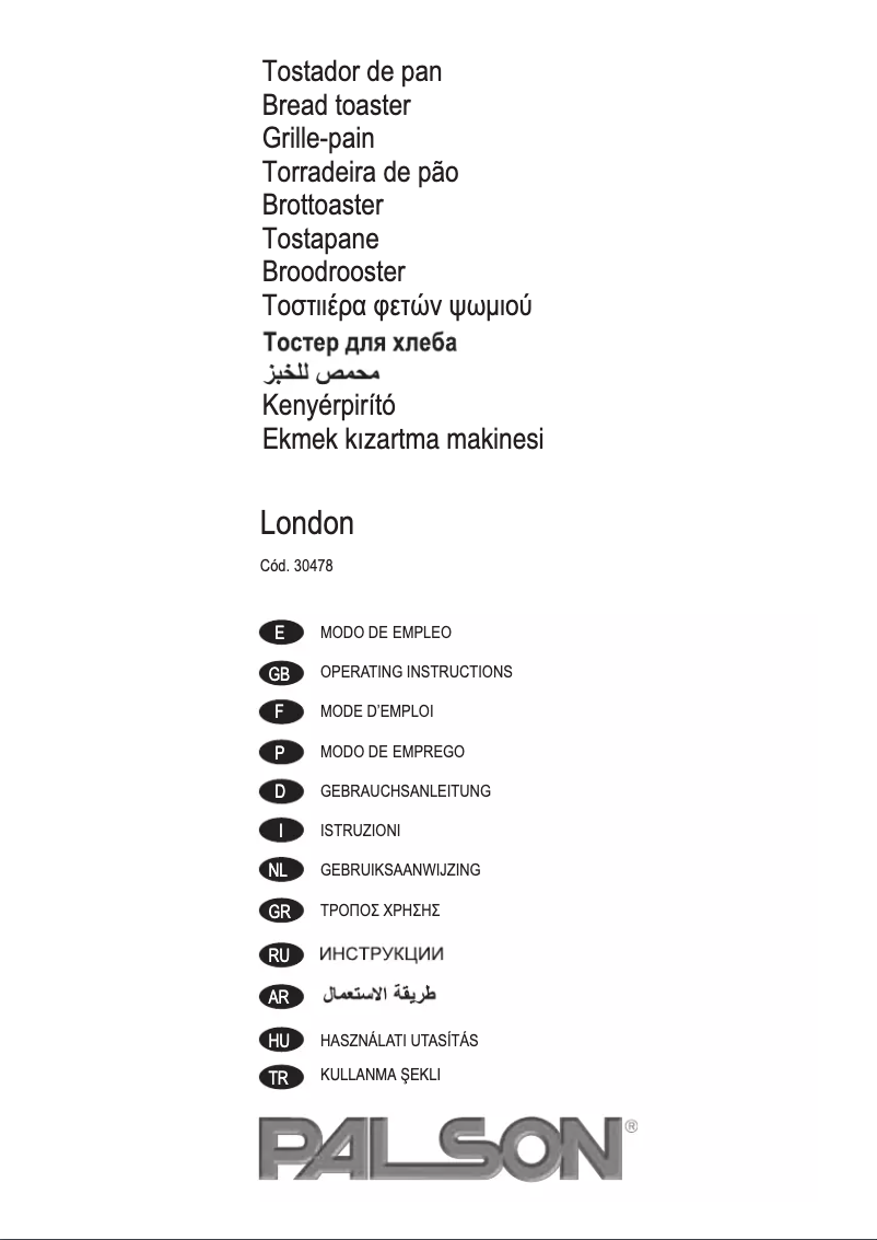 Page 1 de la notice Manuel utilisateur Palson London