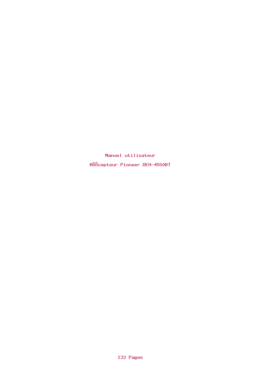 Page 1 de la notice Manuel utilisateur Pioneer DEH-4550BT