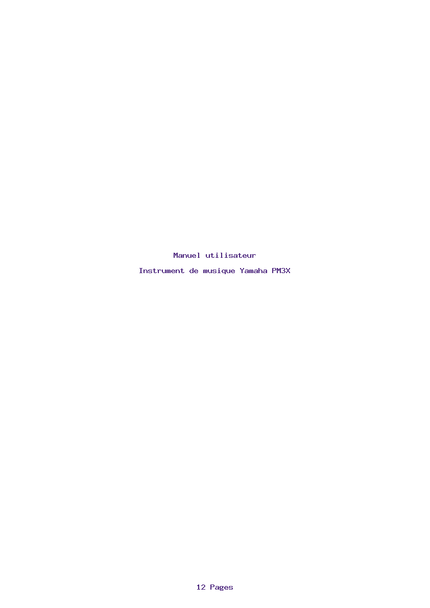 Page 1 de la notice Manuel utilisateur Yamaha PM3X