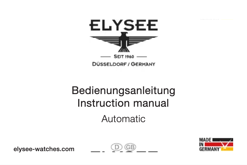 Page 1 de la notice Manuel utilisateur Elysee Monumentum Automatic 77004S