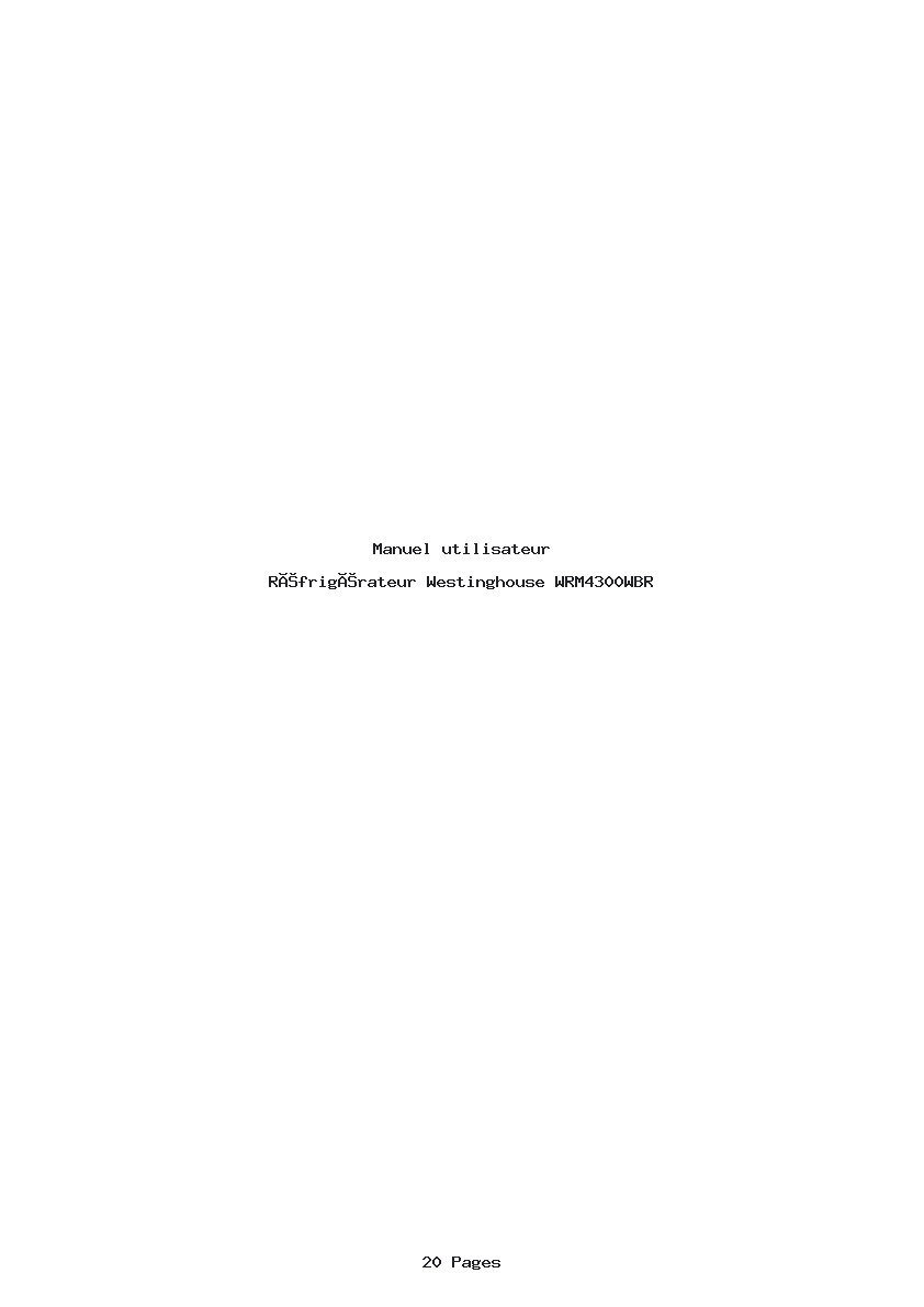 Page 1 de la notice Manuel utilisateur Westinghouse WRM4300WBR