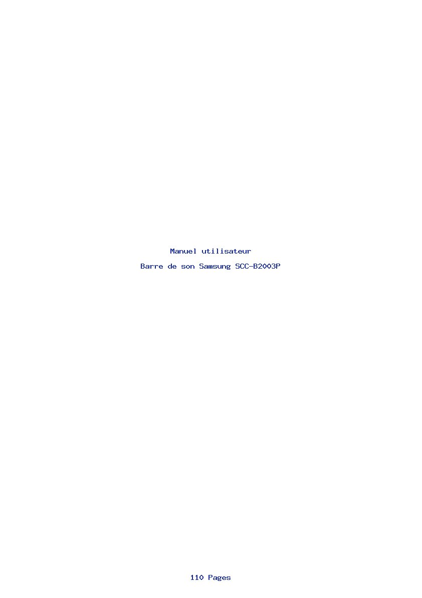 Page 1 de la notice Manuel utilisateur Samsung SCC-B2003P