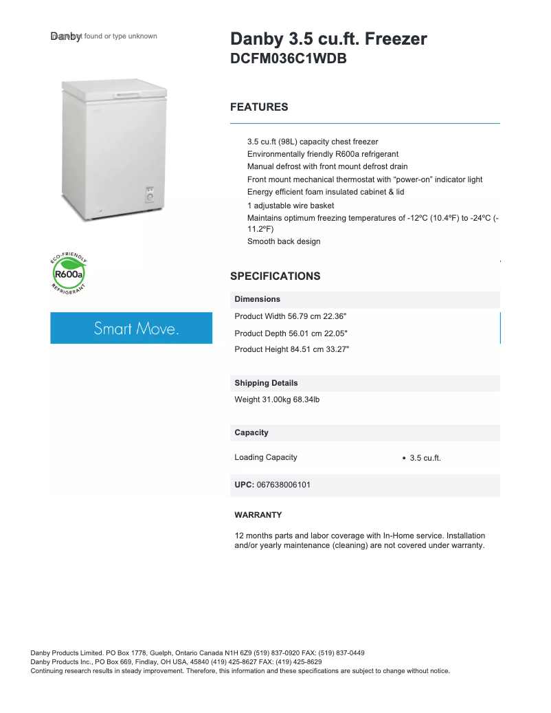 Page 1 de la notice Manuel utilisateur Danby DCFM036C1DB