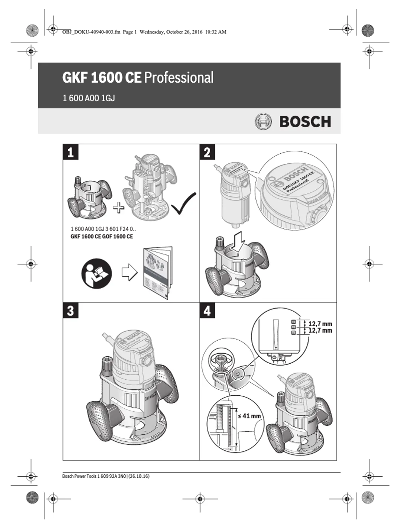 Page 1 de la notice Manuel utilisateur Bosch GKF 1600 Professional