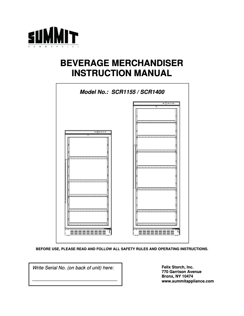 Page 1 de la notice Manuel utilisateur Summit SCR1400