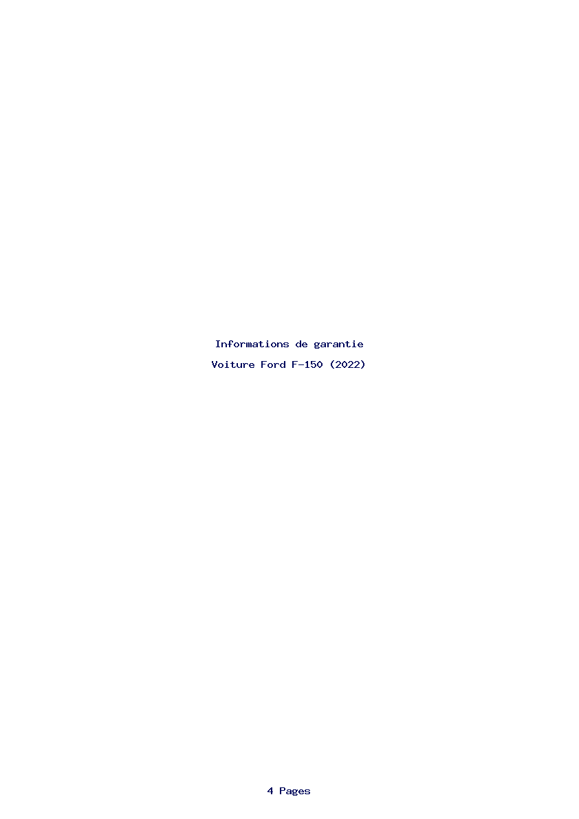 Page 1 de la notice Informations de garantie Ford F-150 (2022)