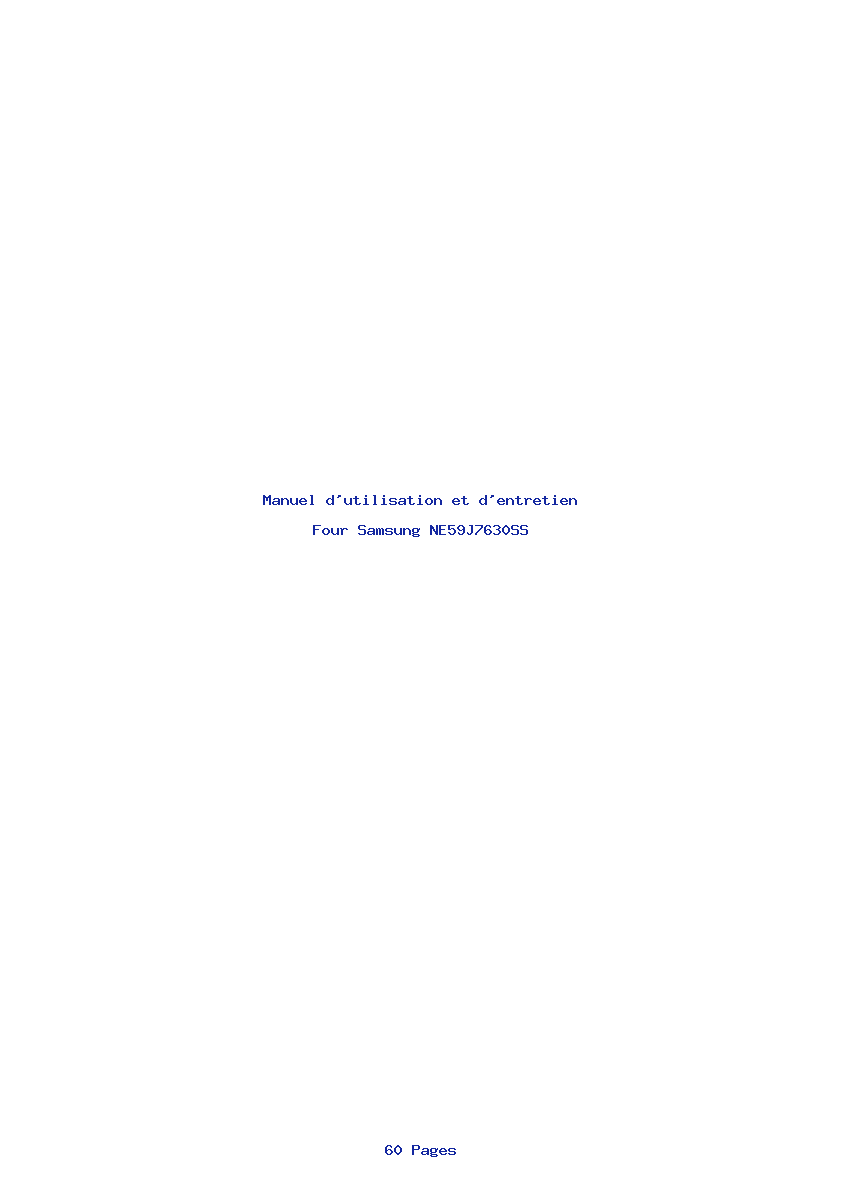 Page 1 de la notice Manuel d'utilisation et d'entretien Samsung NE59J7630SS
