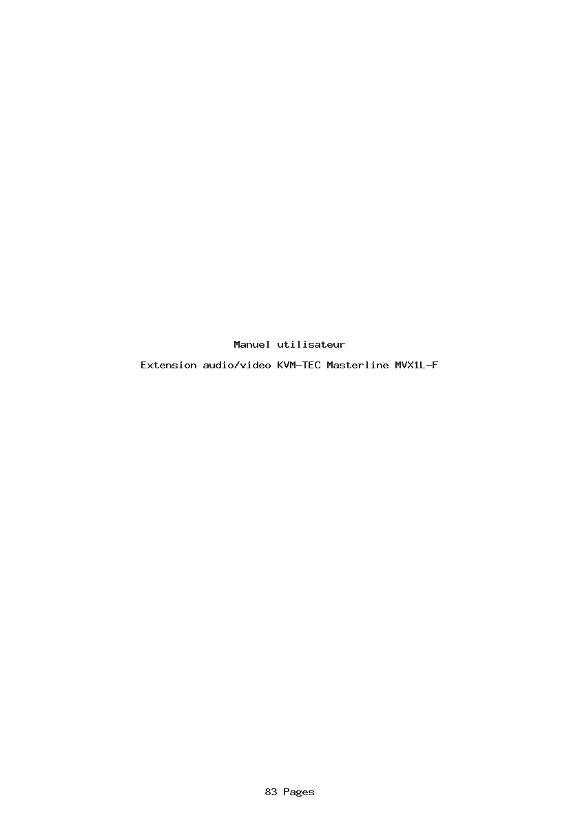 Page 1 de la notice Manuel utilisateur KVM-TEC Masterline MVX1L-F