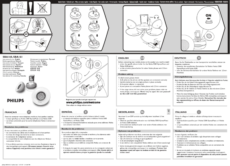 Página 1 del manual Manual de instrucciones Philips SBA160