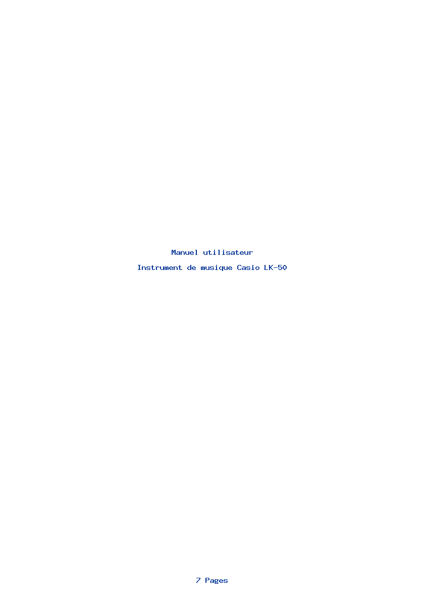 Page 1 de la notice Manuel utilisateur Casio LK-50