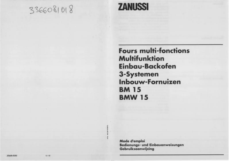 Page 1 de la notice Manuel utilisateur Zanussi BM15
