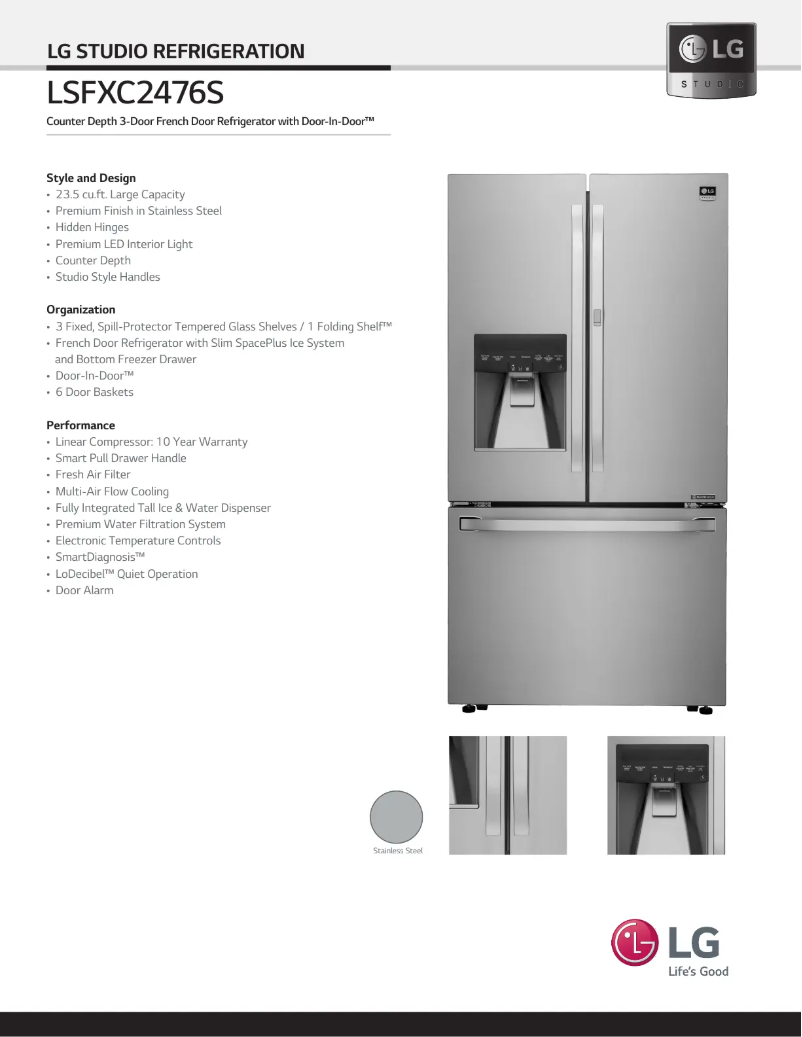 Page 1 de la notice Fiche technique LG LSFXC2476S