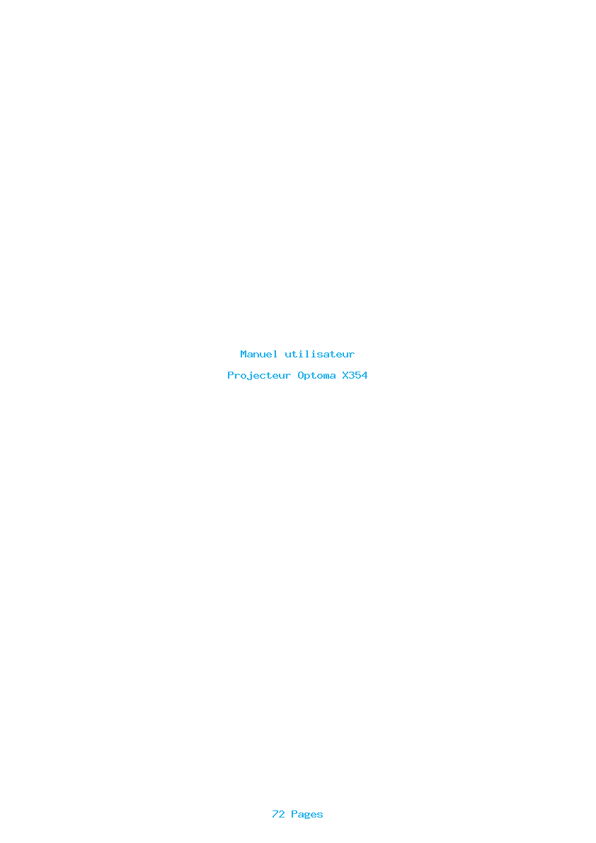 Page 1 de la notice Manuel utilisateur Optoma X354