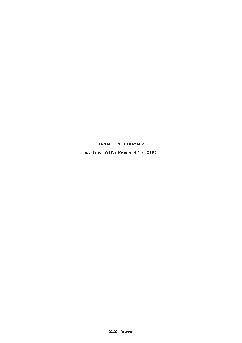 Page 1 de la notice Manuel utilisateur Alfa Romeo 4C (2019)