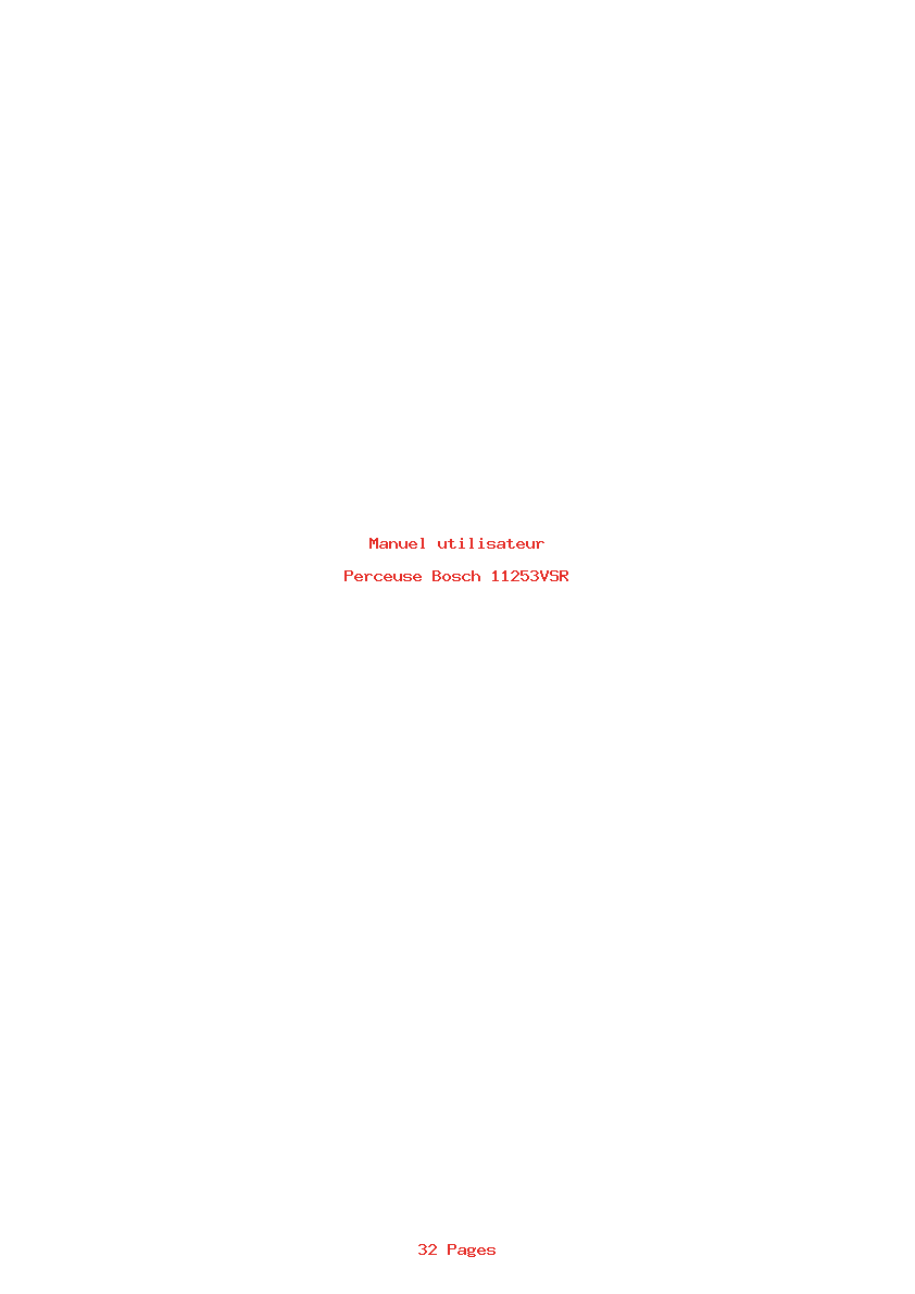 Page 1 de la notice Manuel utilisateur Bosch 11253VSR
