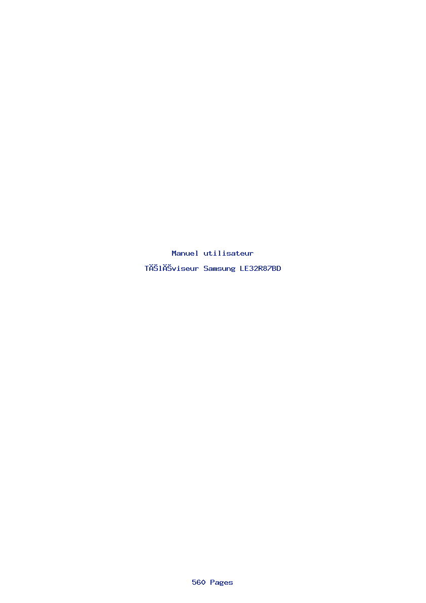 Page 1 de la notice Manuel utilisateur Samsung LE32R87BD