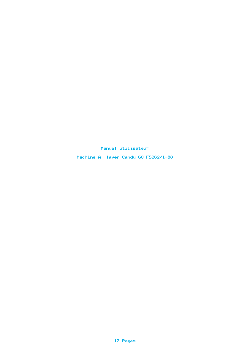 Page 1 de la notice Manuel utilisateur Candy GO FS262/1-80