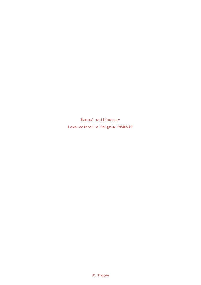 Page 1 de la notice Manuel utilisateur Pelgrim PVW6010