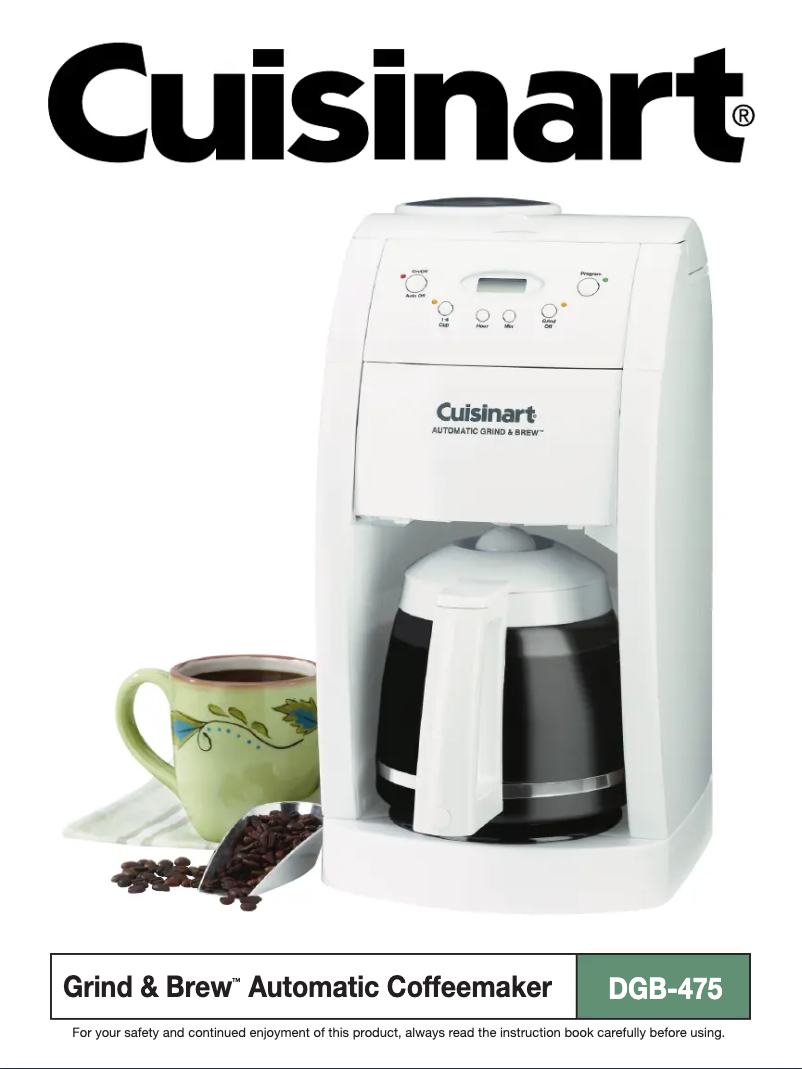 Page 1 de la notice Manuel utilisateur Cuisinart Grind & Brew DGB-475