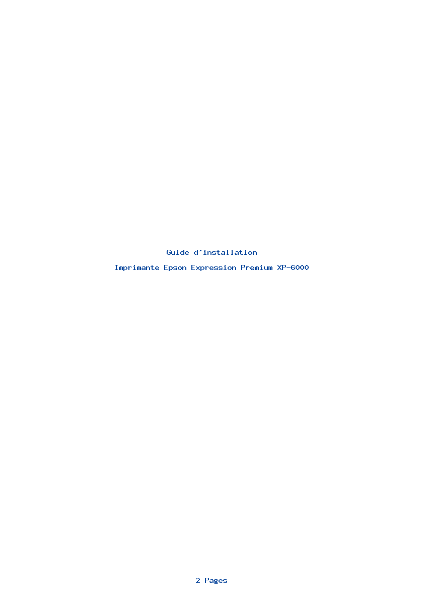 Page 1 de la notice Guide d'installation Epson Expression Premium XP-6000