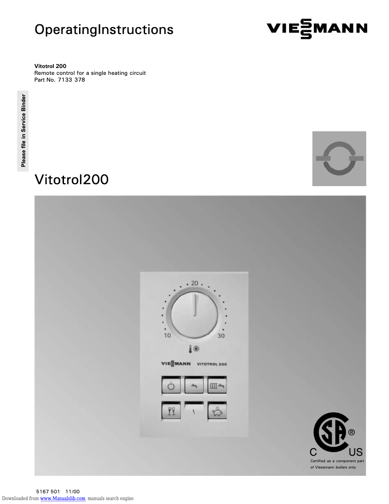 Page 1 de la notice Manuel utilisateur Viessmann Vitotrol 200A