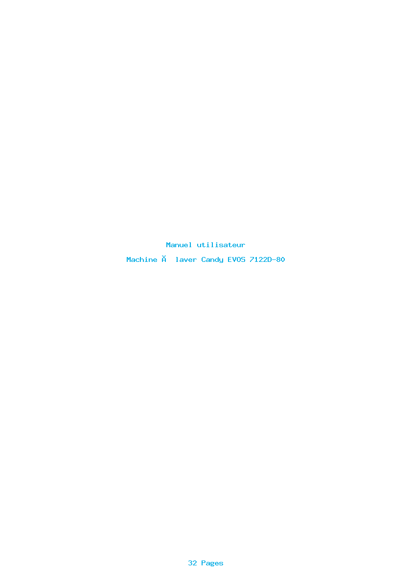 Page 1 de la notice Manuel utilisateur Candy EVOS 7122D-80