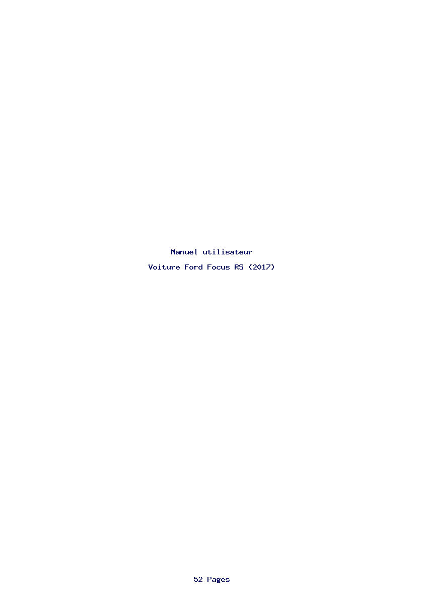 Page 1 de la notice Manuel utilisateur Ford Focus RS (2017)