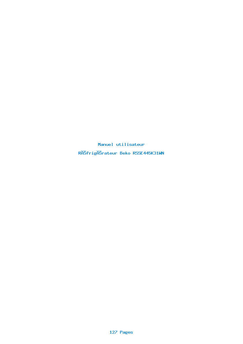 Page 1 de la notice Manuel utilisateur Beko RSSE445K31WN